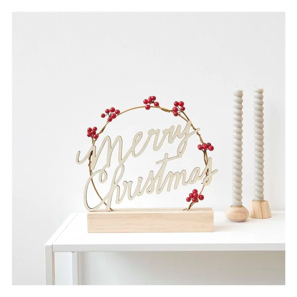 Inscription en bois « Merry Christmas »