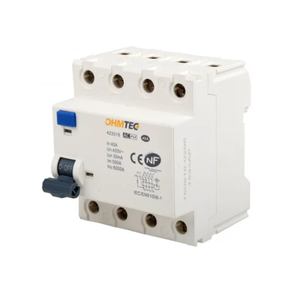 Interrupteurs différentiels 30mA tétrapolaires 63A type AC Ohmtec