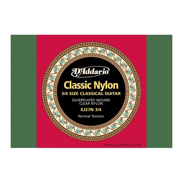 Jeu de Cordes Classique D'addario EJ27N-3-4 Nylon Classics