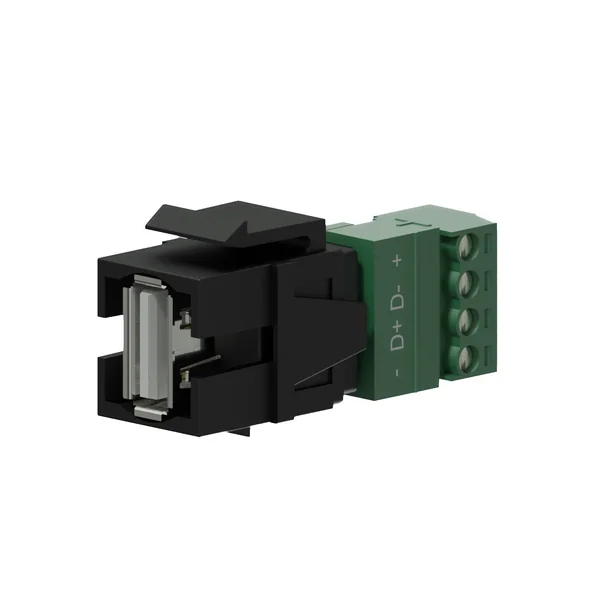 Keystone adapter usb 2.0a til 4-pin tb, Sort