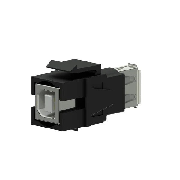 Keystone adapter usb 2.0a til usb 2.0b, Sort