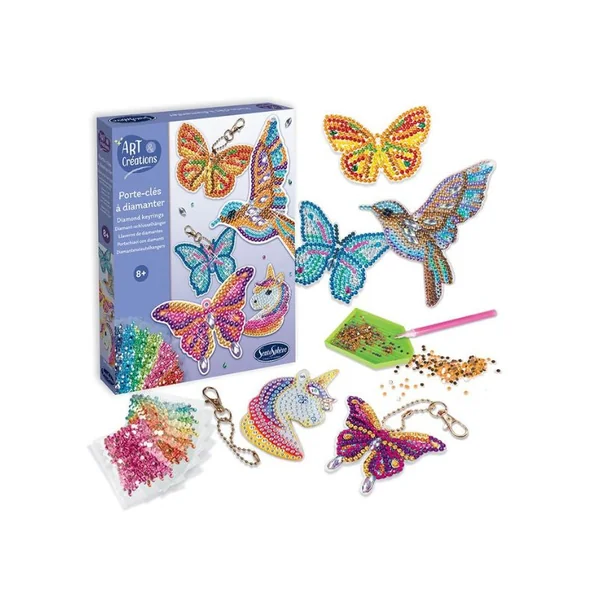 Kit Art création porte-clé à Diamanter - Papillons