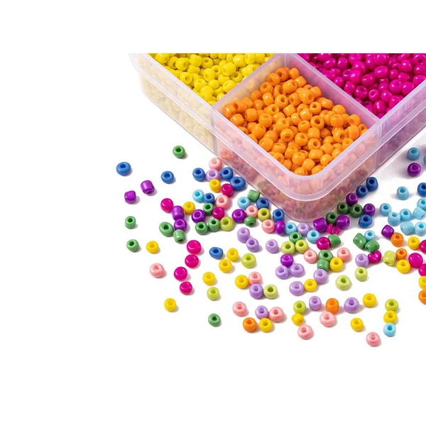 Kit Boite de perles 10 couleurs opaques + 2 bobines fils + pince