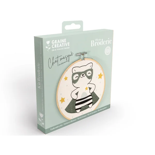 Kit broderie partielle - Chat masqué (Débutant)
