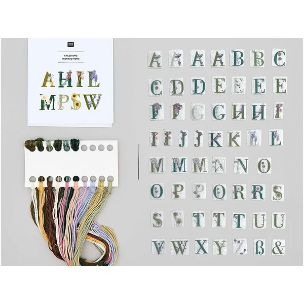 KIT DE BRODERIE ALPHABET FLORAL COLORFUL- RICO DESIGN