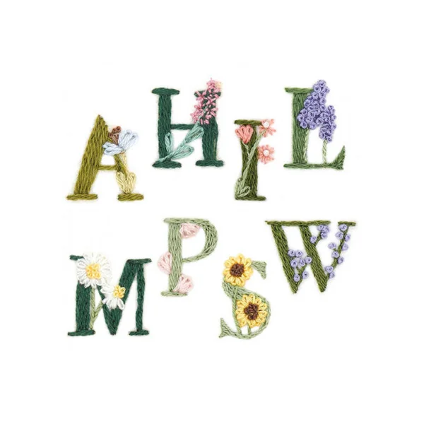 KIT DE BRODERIE ALPHABET FLORAL COLORFUL- RICO DESIGN