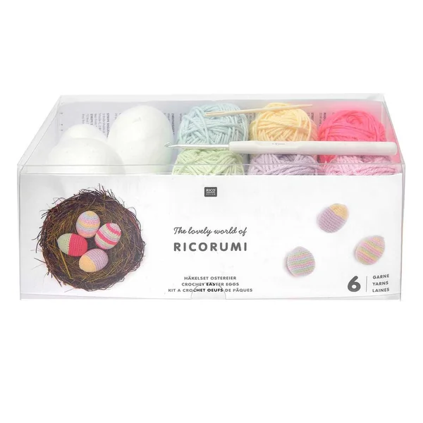 Kit de crochet Rico Design Ricorumi « Œufs de Pâques pastel »