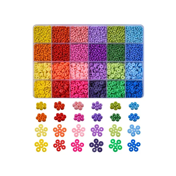 Kit de perles heishi et perles de rocailles - Fil et pince inclus