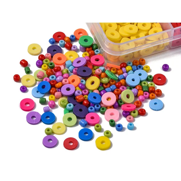 Kit de perles heishi et perles de rocailles - Fil et pince inclus
