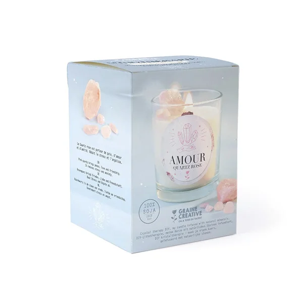 Kit DIY bougie lithothérapie - Quartz rose amour