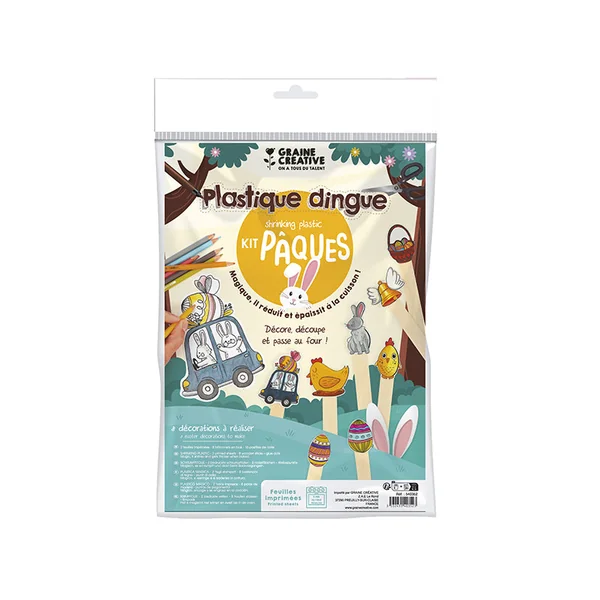 Kit plastique dingue 8 décorations de pâques pour enfants