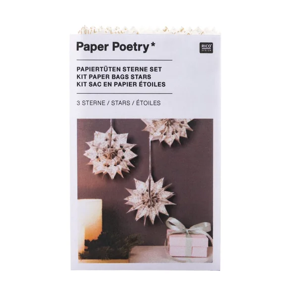 Kit étoiles en sac en papier « Merry Christmas », petit, Blanc