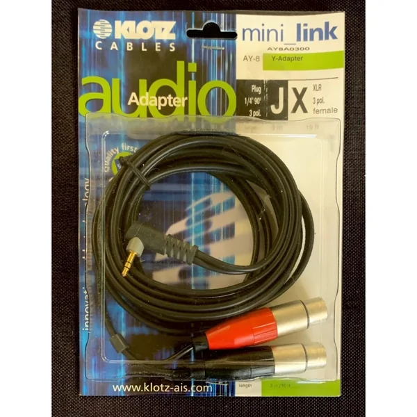 KLOTZ MINI LINK Câble Audio Analogique Stéréo Min-Jack Coudé 3.5mm / 2 XLR Femelle Longueur 3 Mètres