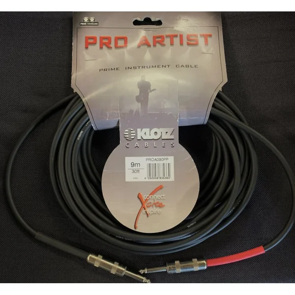 KLOTZ PRO ARTIST Câble Audio pour Instrument Jack 6.35mm / Jack 6.35mm Longueur 9 Mètres