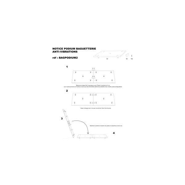 LA BAGUETTERIE Podium Anti-Vibration 2pcs 150x60cm ou 120x75cm
