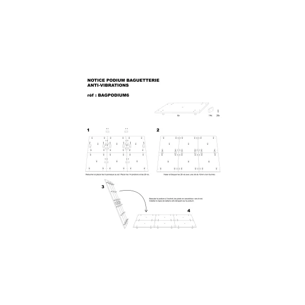 LA BAGUETTERIE Podium Anti-Vibration 6pcs 180x150cm