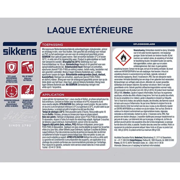 Laque Extérieure SIKKENS Satin Gris graphite