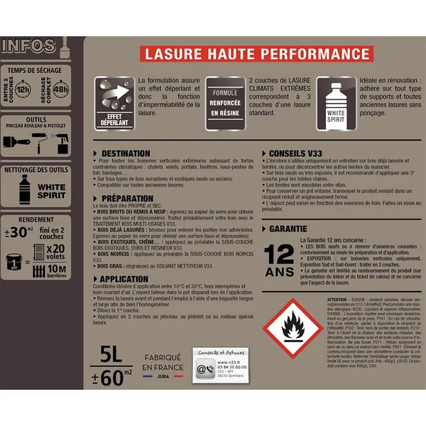 Lasure Climats Extrêmes 12ans Hautes performances V33 Incolore