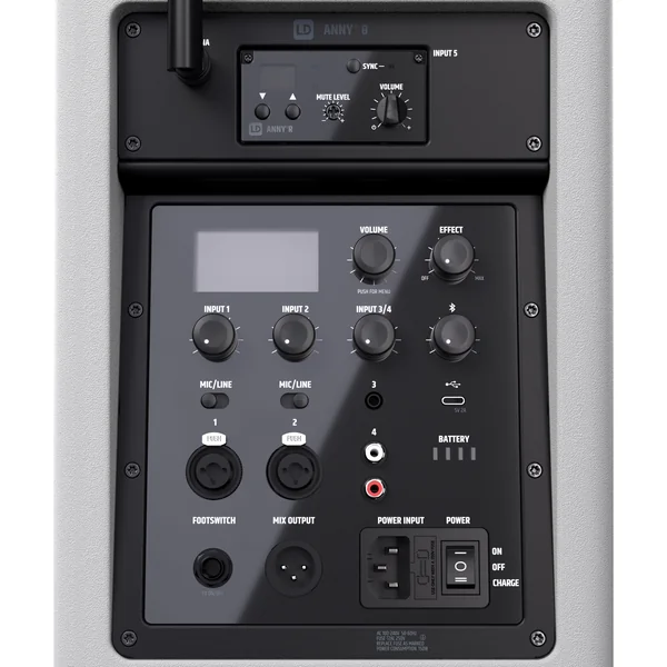 LD Systems ANNY® 8 HHD B6 W - Enceinte PA Bluetooth® portable sur batterie avec mixer et 1x micro main sans fil, blanc pur