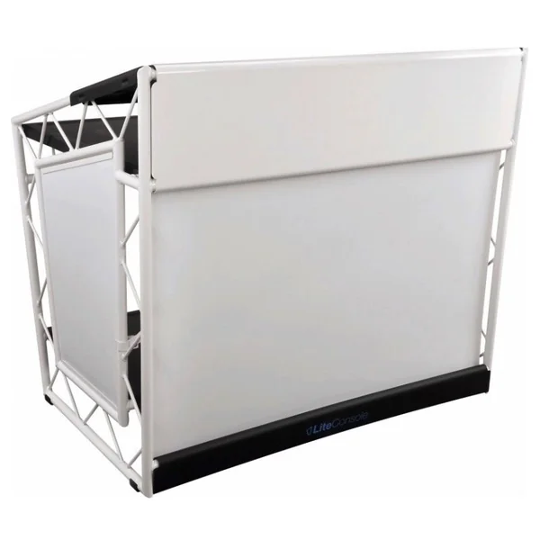 LITECONSOLE XPRS V2 Stand DJ en Aluminium Pliable et Personnalisable (Habillage Blanc)