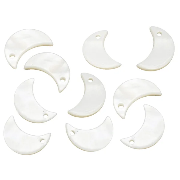 Lot de 10 breloques - lune - coquillage naturel - 13 x 8 mm