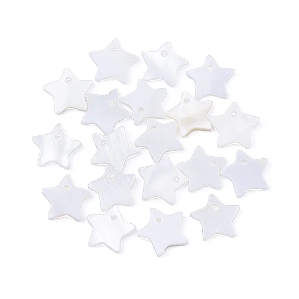 Lot de 10 breloques - étoile - coquillage naturel - 10 mm