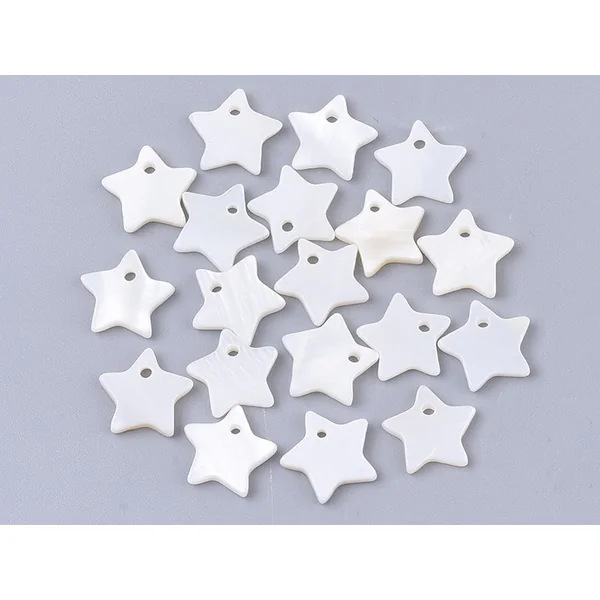 Lot de 10 breloques - étoile - coquillage naturel - 10 mm