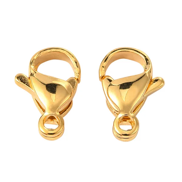 Lot de 10 fermoirs mousquetons - doré à l'or fin 24K - éco pack - 11 x 7 mm