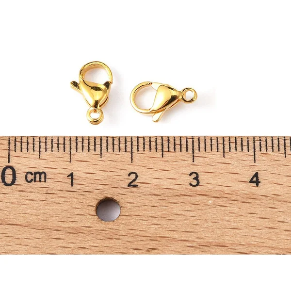 Lot de 10 fermoirs mousquetons - doré à l'or fin 24K - éco pack - 11 x 7 mm