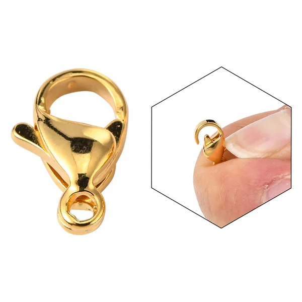 Lot de 10 fermoirs mousquetons - doré à l'or fin 24K - éco pack - 11 x 7 mm
