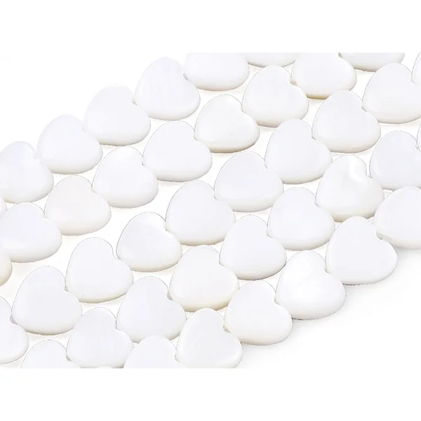 Lot de 10 perles cœur - Coquillage naturel - 6 mm