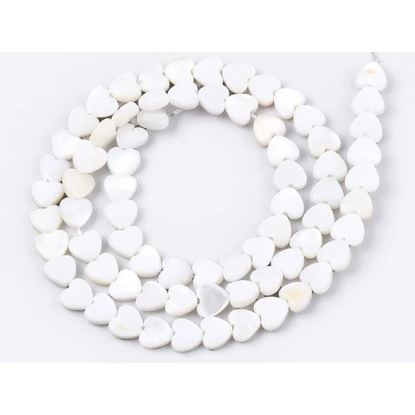 Lot de 10 perles cœur - Coquillage naturel - 6 mm