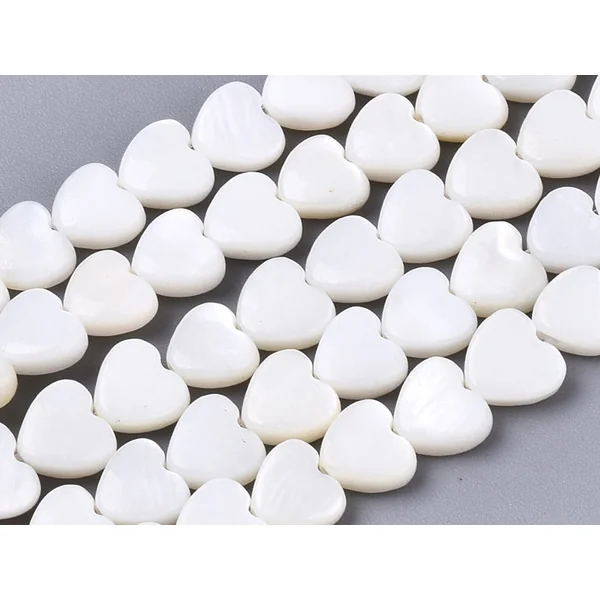 Lot de 10 perles cœur - Coquillage naturel - 6 mm