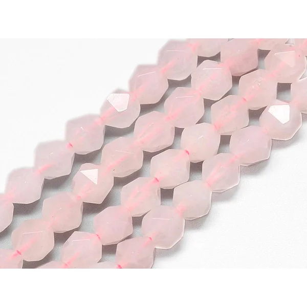 Lot de 10 perles naturelles géométriques à facettes - 6 mm - Quartz rose