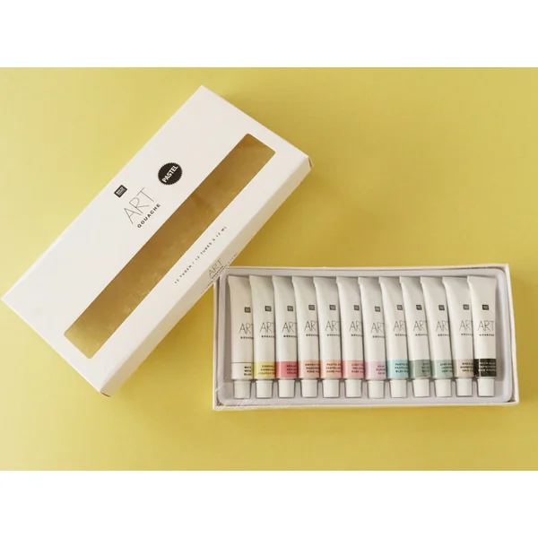 Lot de 12 tubes 12 ml de gouache fine couleur pastel