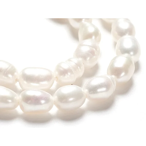 Lot de 20 perles de culture - forme grain de riz - 4 à 6 mm