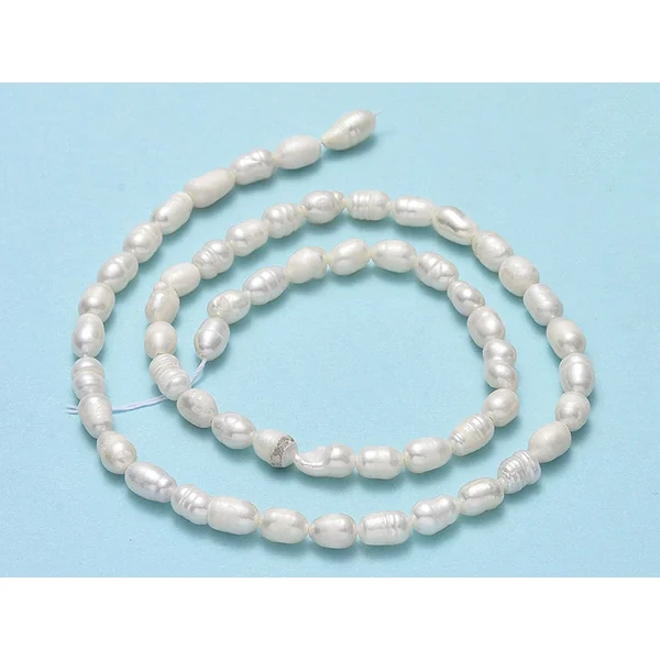Lot de 20 perles de culture - forme grain de riz - 5 à 7 mm