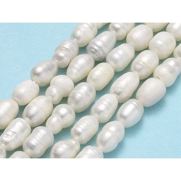 Lot de 20 perles de culture - forme grain de riz - 5 à 7 mm