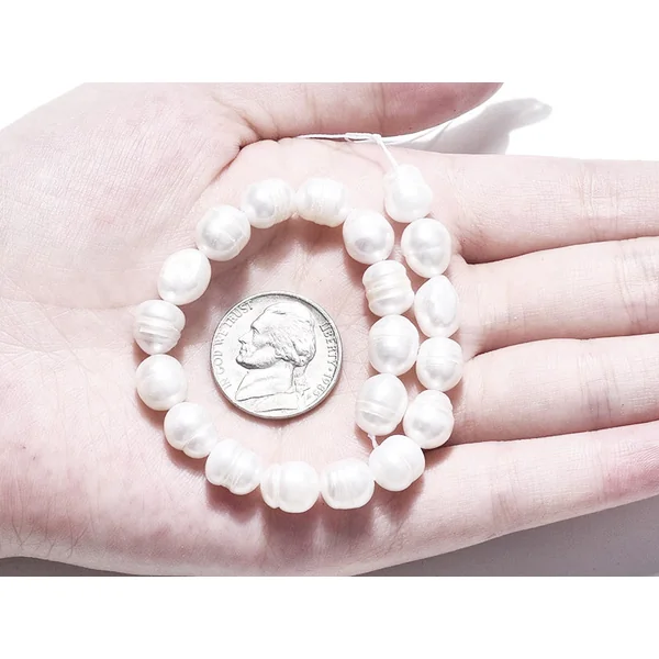 Lot de 20 perles de culture - forme grain de riz - 8 à 10 mm