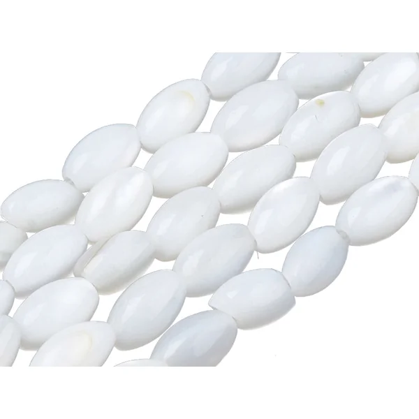 Lot de 20 perles en coquillage naturel - forme grain de riz - 5 x 3 mm