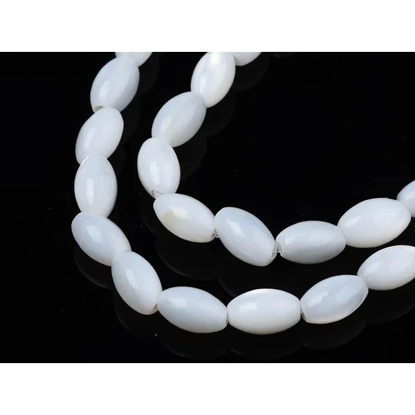 Lot de 20 perles en coquillage naturel - forme grain de riz - 5 x 3 mm