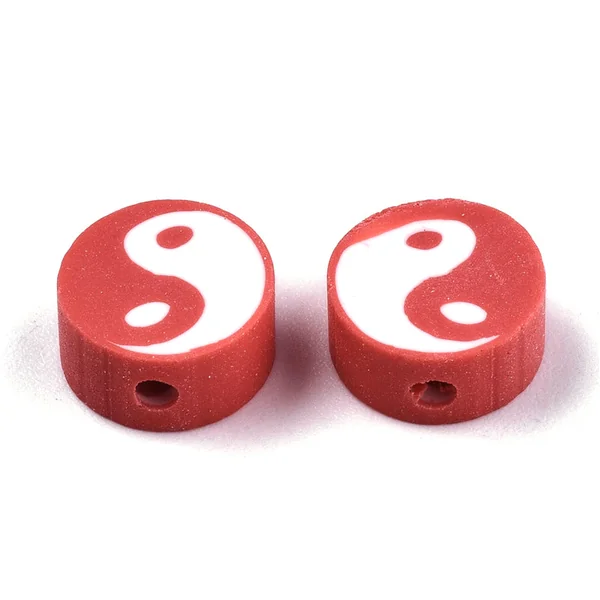 Lot de 20 perles en pâte polymère - Yin yang - Couleur aléatoire