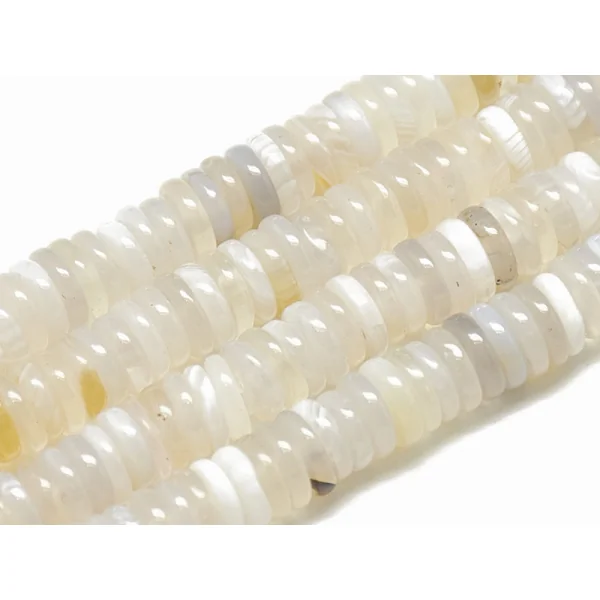 Lot de 20 perles heishi naturelles 6 mm - Agate blanche