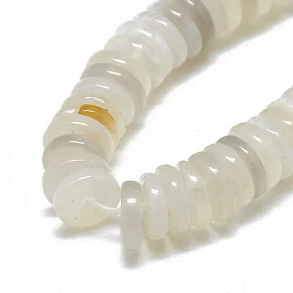 Lot de 20 perles heishi naturelles 6 mm - Agate blanche