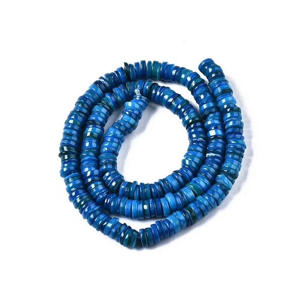 Lot de 20 perles heishi naturelles 6 mm en coquillage - Bleu acier