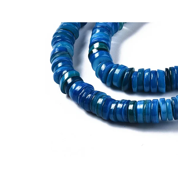 Lot de 20 perles heishi naturelles 6 mm en coquillage - Bleu acier