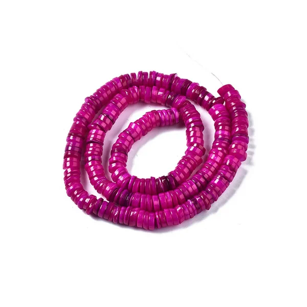 Lot de 20 perles heishi naturelles 6 mm en coquillage - Rose