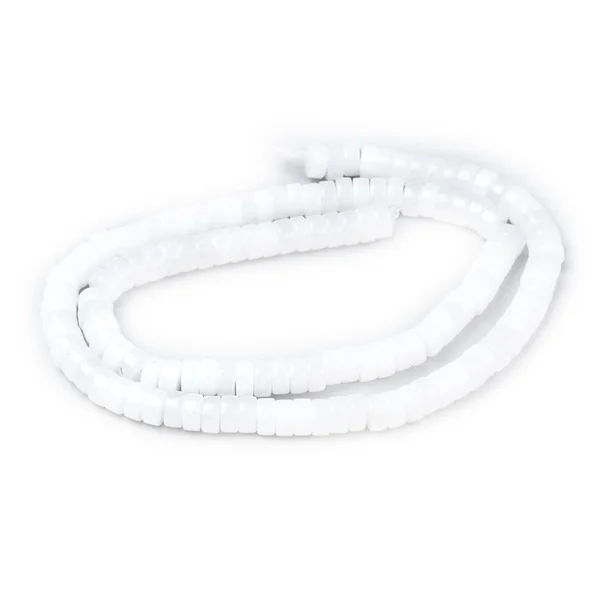 Lot de 20 perles heishi naturelles 6 mm - Jade blanche