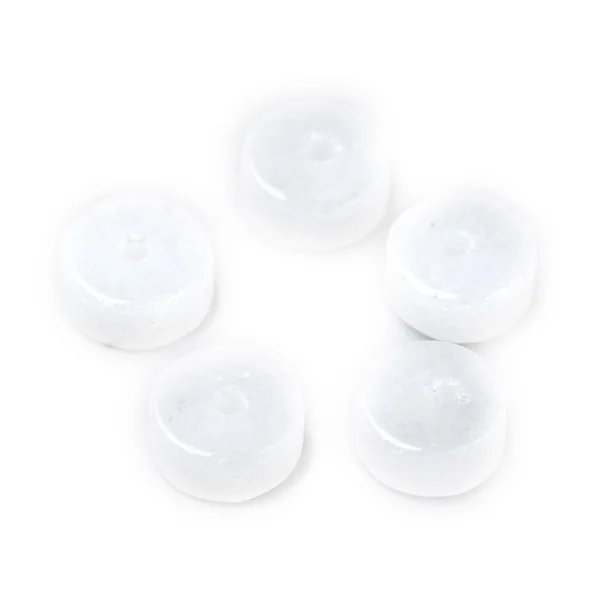 Lot de 20 perles heishi naturelles 6 mm - Jade blanche