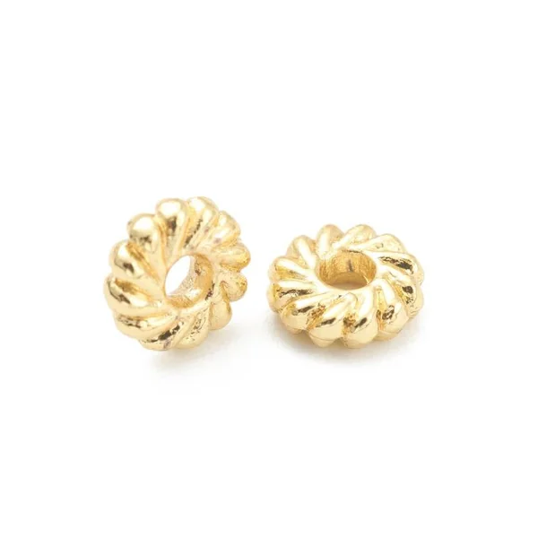 Lot de 20 perles intercalaires disque fleurs - Doré à l'or fin
